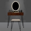 Bedroom Iron Dressing Table Simple Dressing Table Black Iron Foot Brown Desktop With Light Three-Color Adjustable
