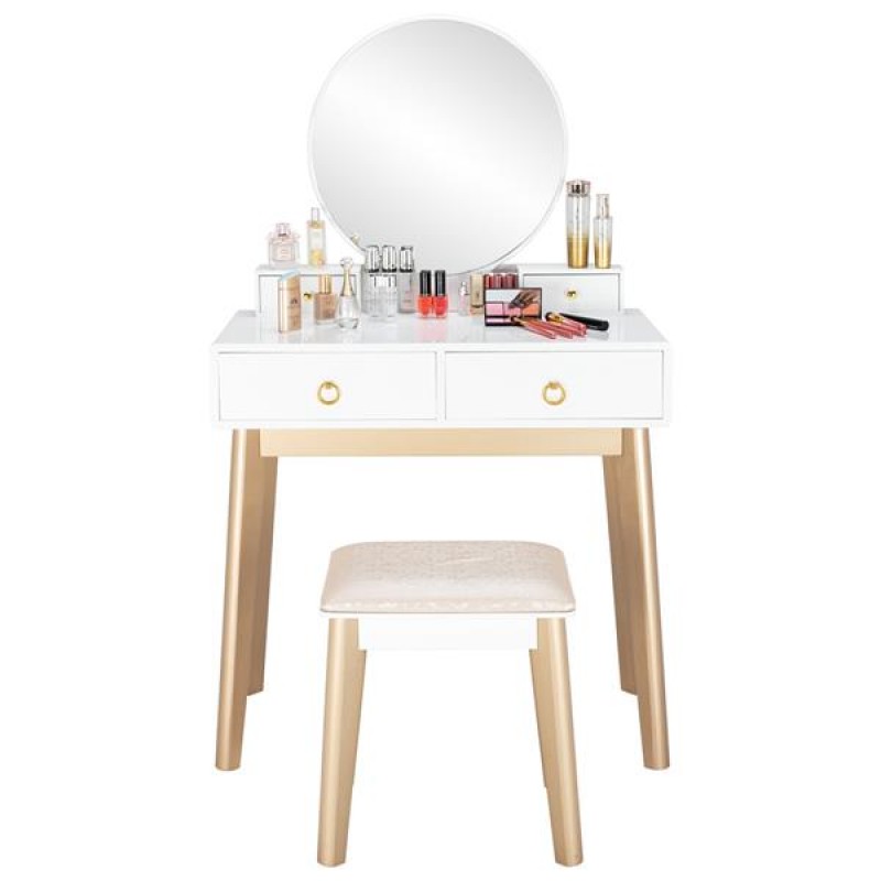 Bedroom Light Luxury Real Wood Dressing, Makeup Vanity Table Without Mirror