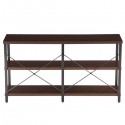 (140x34x76cm) Industrial Style Cross Porch Table on the Back of the Third Floor Black Walnut Color