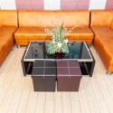 F-03S Practical PVC Leather Square Shape Surface with Line Footstool Black